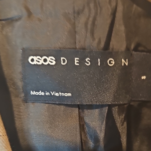 Asos Design Womans Pin Stripe NWT Lined Tan Interview Blazer Sz. S - Picture 2 of 7